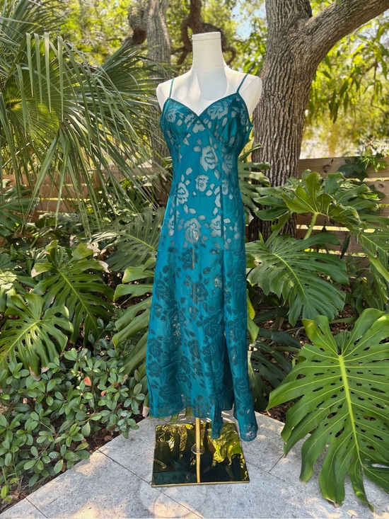 Victoria's Secret Dresses & Skirts - 90s Victoria’s Secret Teal Burnout Floral Slip Dress | Vintage Lingerie
